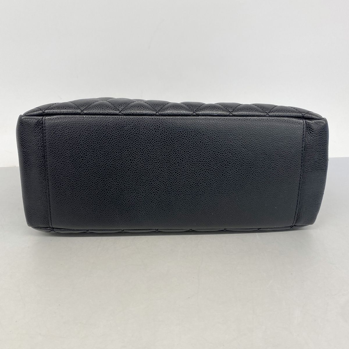 Chanel Chain Tote Bag Quilted Caviar Leather Black Silver — view 3