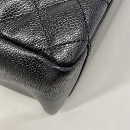Chanel Chain Tote Bag Quilted Caviar Leather Black Silver — view 6