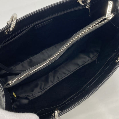 Chanel Chain Tote Bag Quilted Caviar Leather Black Silver — view 4