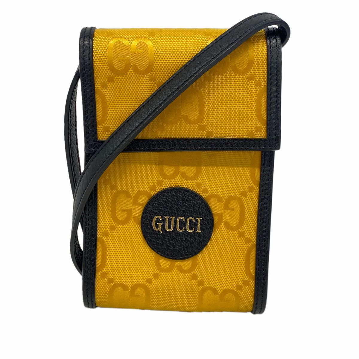 Gucci Shoulder Bag Jumbo GG Nylon Canvas Yellow Black Silver