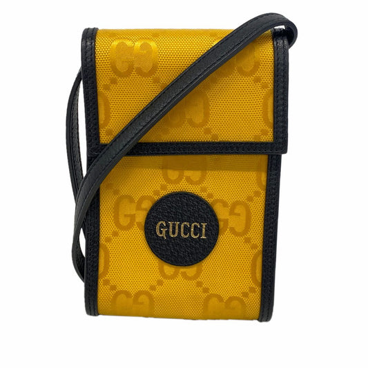 Gucci Shoulder Bag Jumbo GG Nylon Canvas Yellow Black Silver