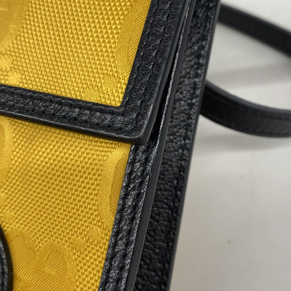 Gucci Shoulder Bag Jumbo GG Nylon Canvas Yellow Black Silver — view 7