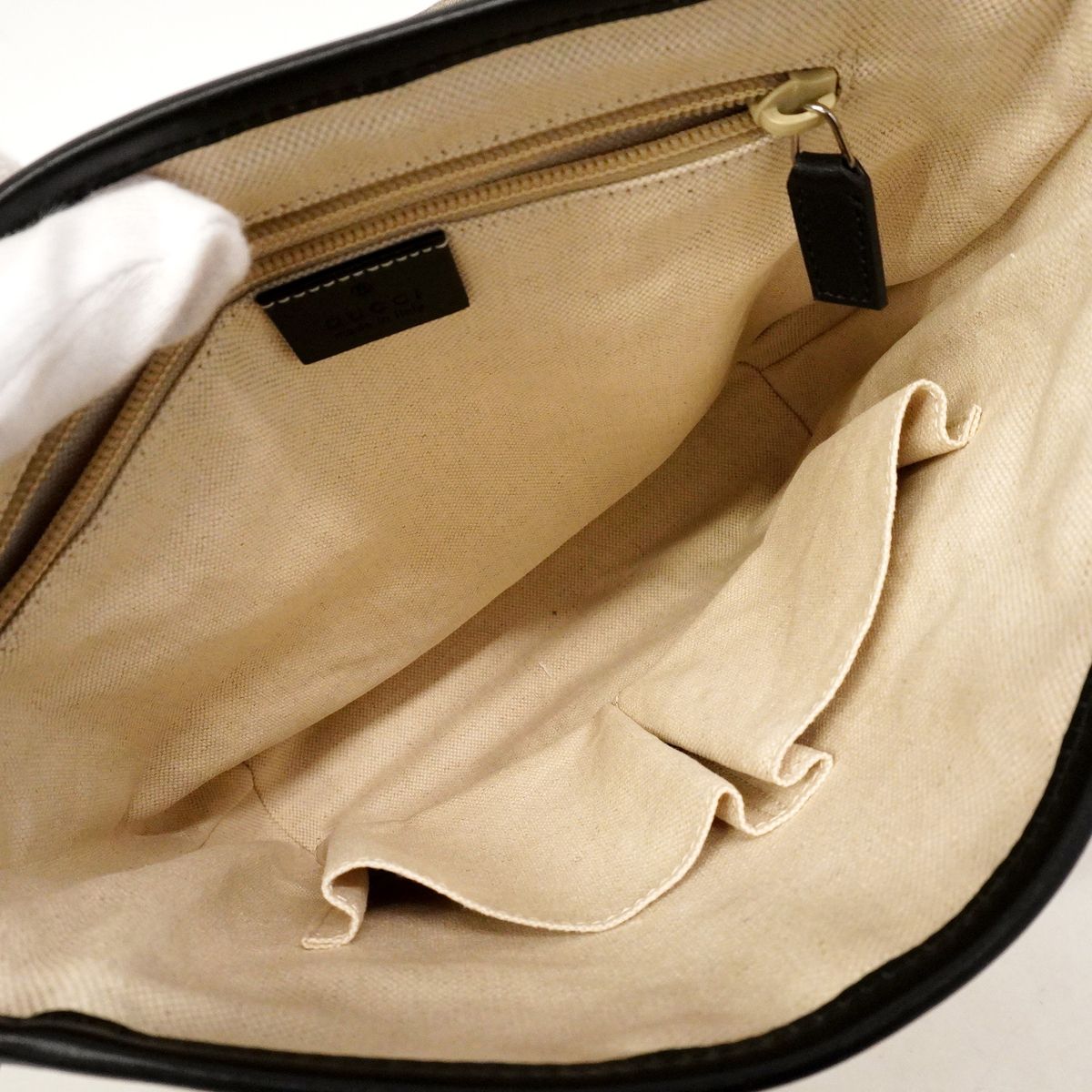 Gucci Shoulder Bag Diamante Beige Black Silver — view 4