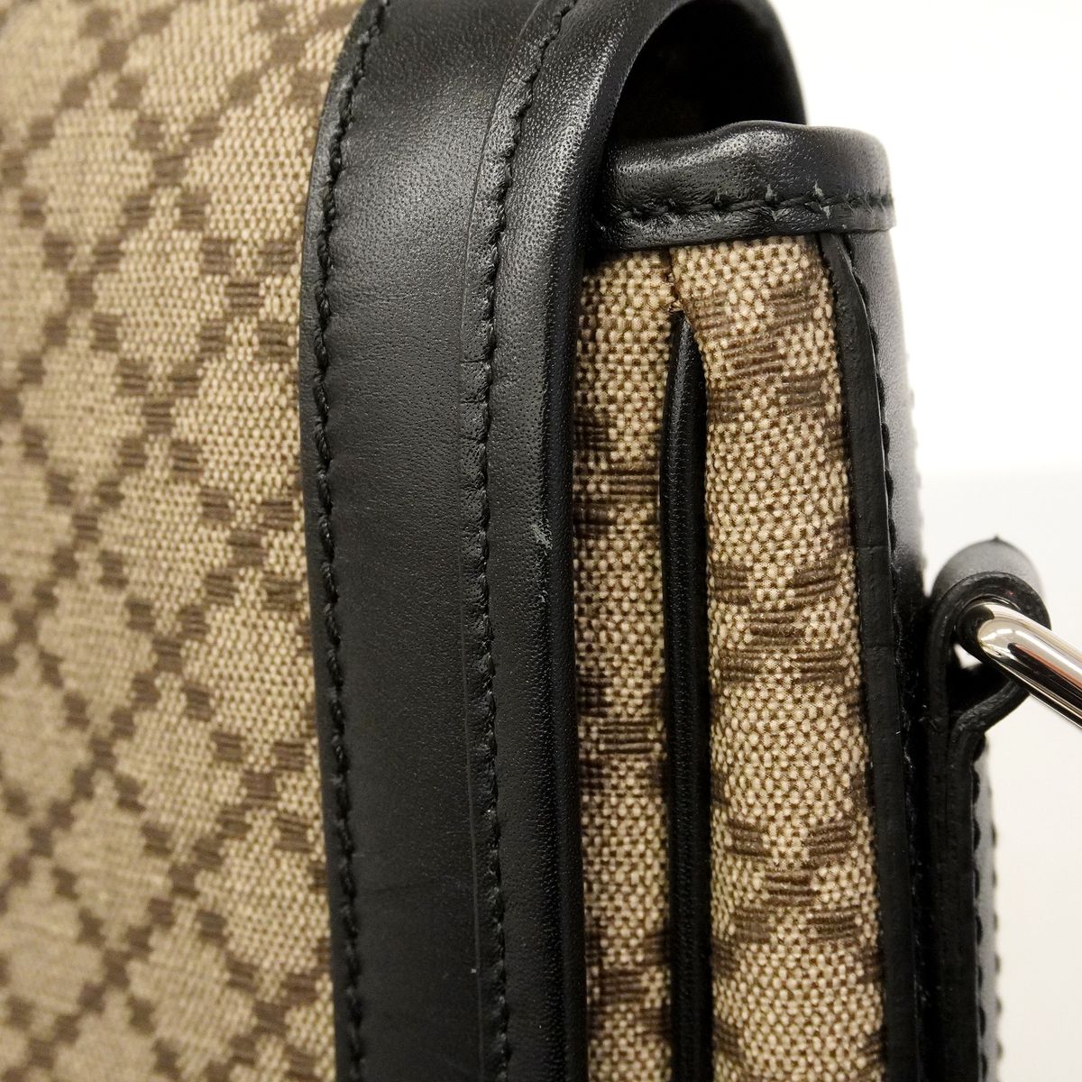 Gucci Shoulder Bag Diamante Beige Black Silver — view 7