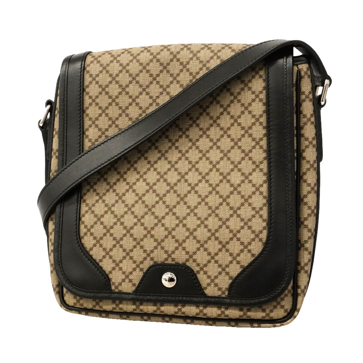 Gucci Shoulder Bag Diamante Beige Black Silver