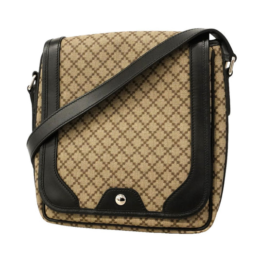 Gucci Shoulder Bag Diamante Beige Black Silver