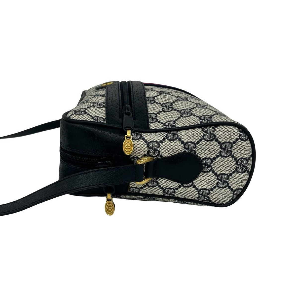 Gucci Vintage Sherry Line GG Logo Leather Shoulder Bag Navy — view 5