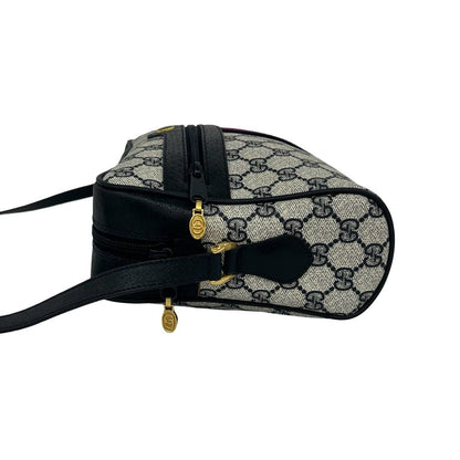 Gucci Vintage Sherry Line GG Logo Leather Shoulder Bag Navy — view 5