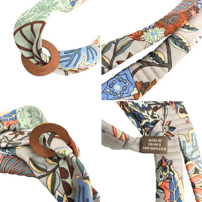 Hermes Petit H Silk Long Necklace Fleurs Et Papillons de Tissus Flower Blooming — view 3