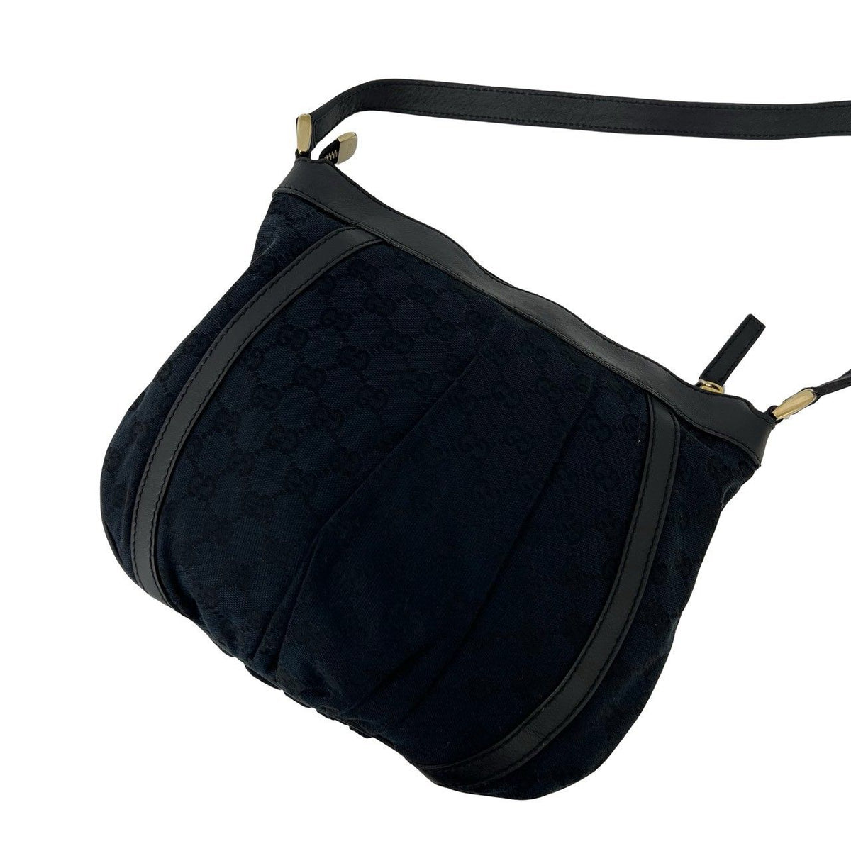 Gucci Abbey GG Supreme Pattern Logo Canvas Leather Shoulder Bag Crossbody Black — view 3