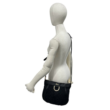 Gucci Abbey GG Supreme Pattern Logo Canvas Leather Shoulder Bag Crossbody Black — view 2