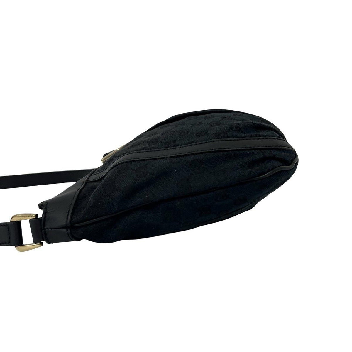 Gucci Abbey GG Supreme Pattern Logo Canvas Leather Shoulder Bag Crossbody Black — view 5