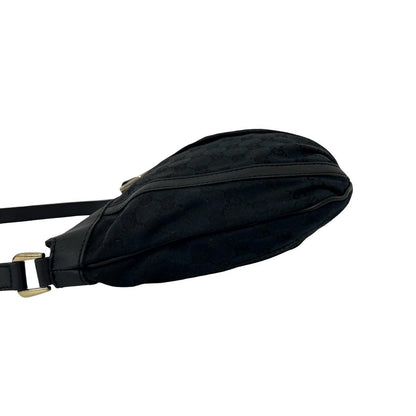 Gucci Abbey GG Supreme Pattern Logo Canvas Leather Shoulder Bag Crossbody Black — view 5