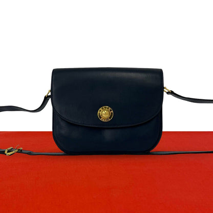 Celine Vintage Star Ball Logo Leather Mini Shoulder Bag Pochette Navy