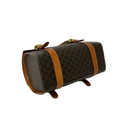 Celine Vintage Macadam Blason Pattern Logo Leather Mini Boston Bag Brown — view 7