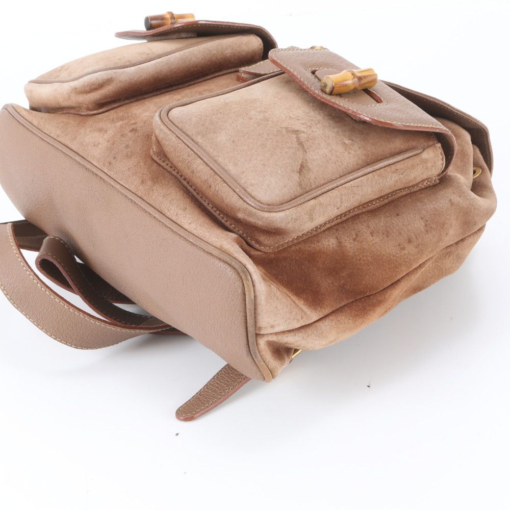 Gucci Vintage Bamboo Leather Backpack Shoulder Bag — view 3