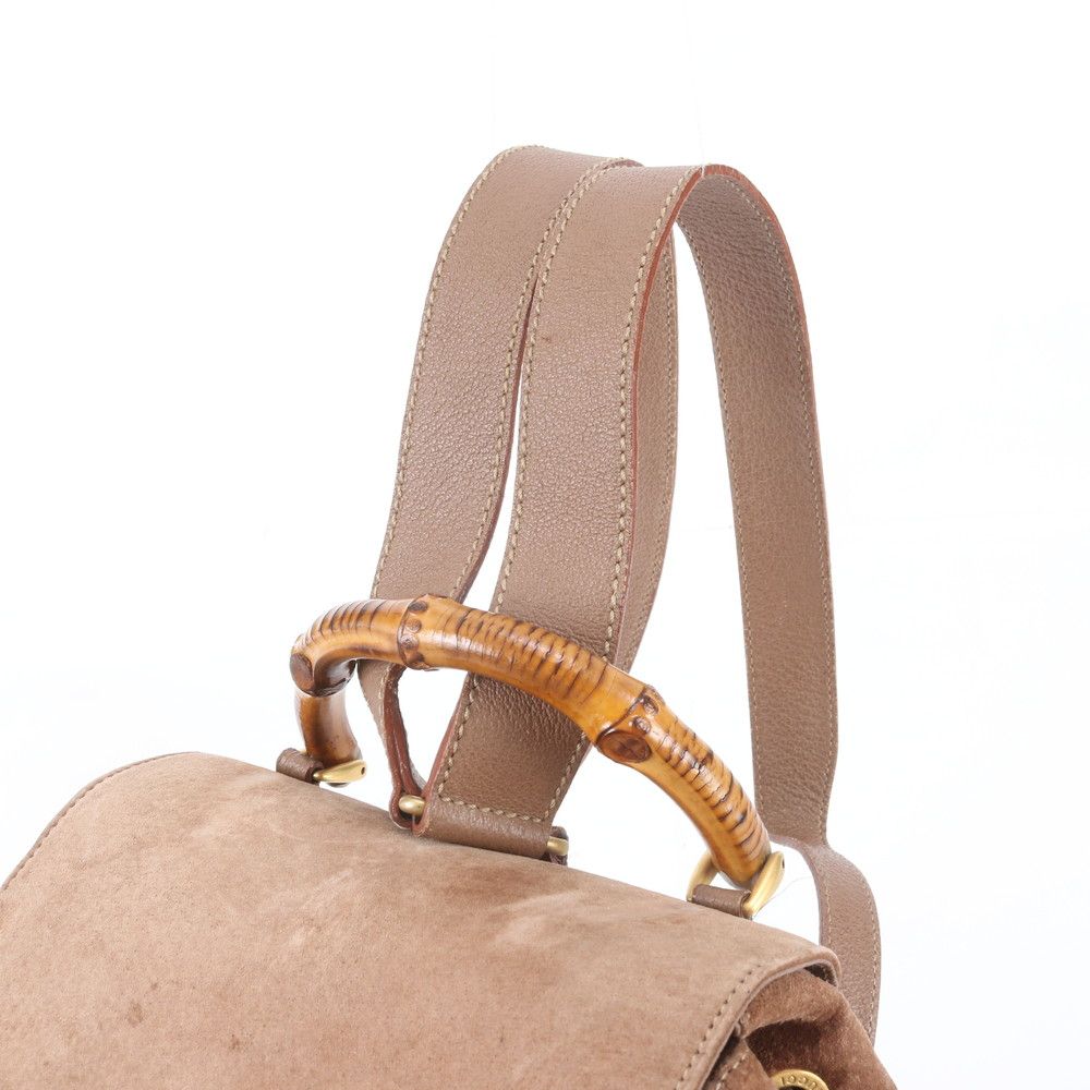 Gucci Vintage Bamboo Leather Backpack Shoulder Bag — view 6