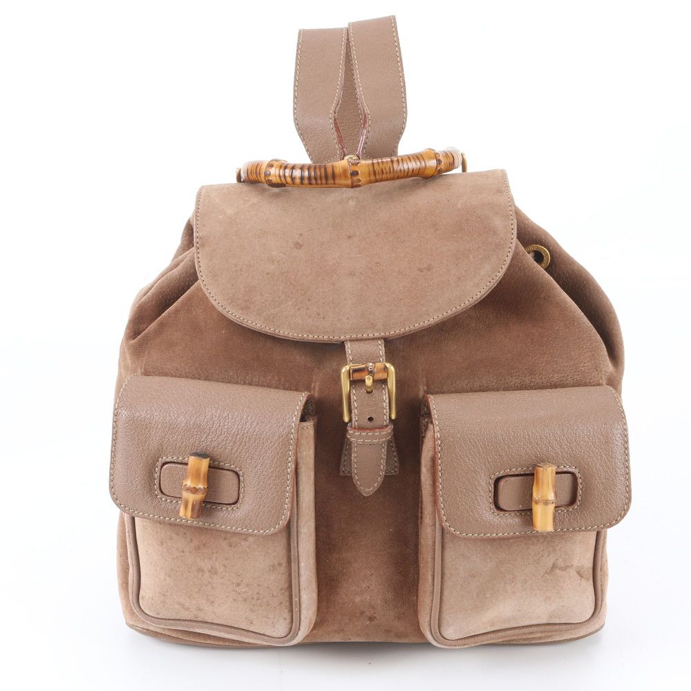 Gucci Vintage Bamboo Leather Backpack Shoulder Bag