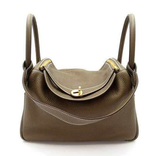 Hermes Lindy 30 Taurillon Clemence Shoulder Bag Etoupe