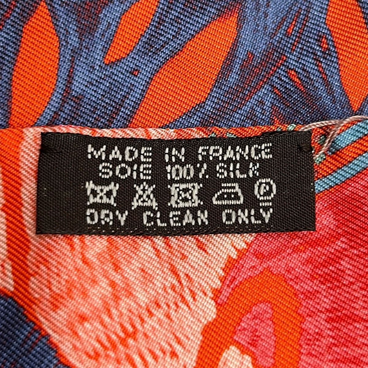 Hermes Scarf Twilly Orange Light Blue Multi Ribbon Floral Pattern — view 3