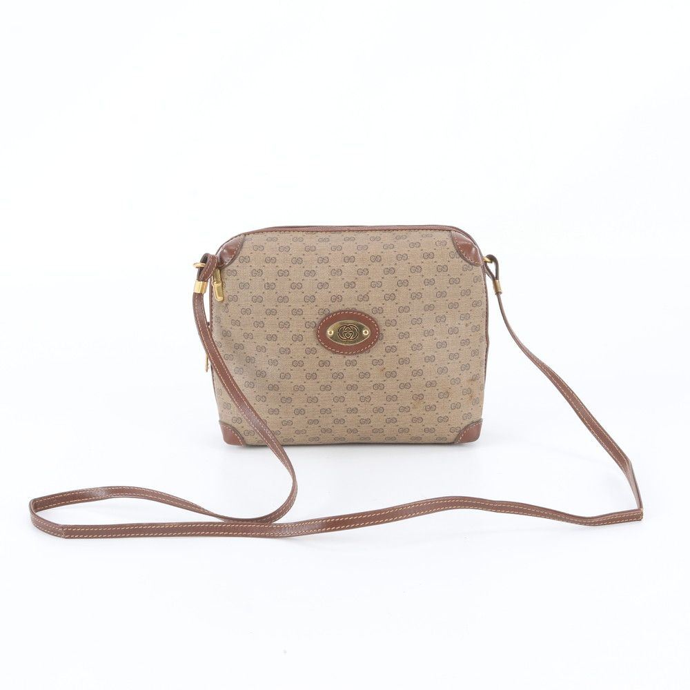 Gucci Micro GG Leather Canvas Shoulder Bag Crossbody Hand