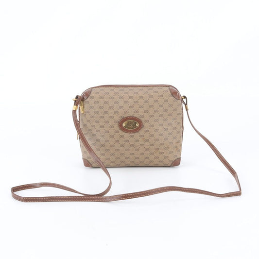 Gucci Micro GG Leather Canvas Shoulder Bag Crossbody Hand