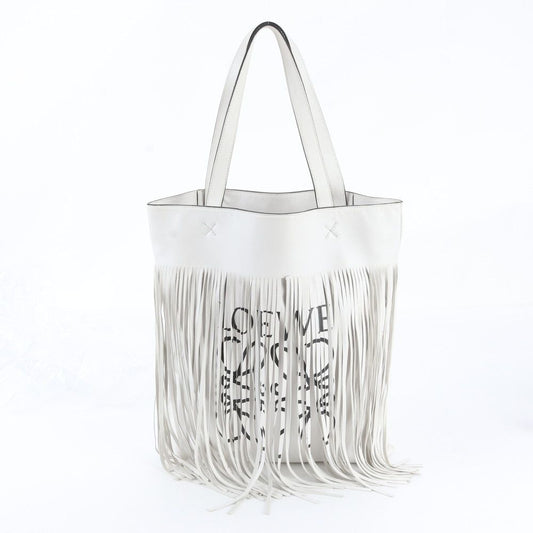 Loewe Vertical Anagram Fringe Leather Tote Bag Shoulder