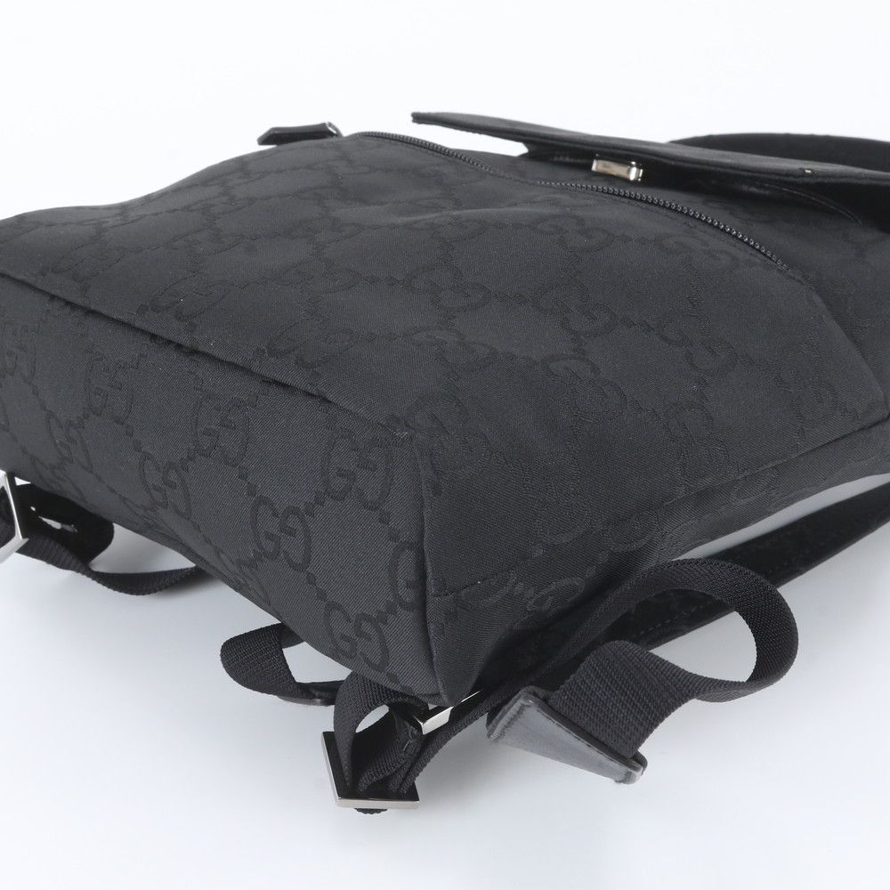 Gucci GG Nylon Leather Backpack Shoulder Bag Black — view 5