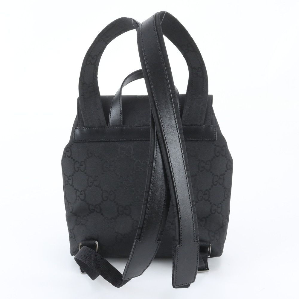 Gucci GG Nylon Leather Backpack Shoulder Bag Black — view 3