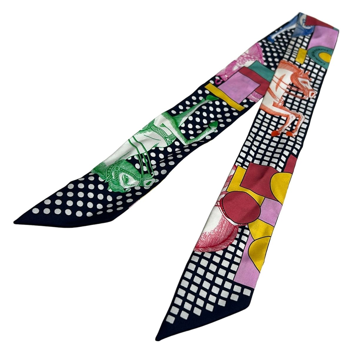 Hermes Scarf Twilly Black Pink Multi Ribbon Cavaliere en Formes — view 4