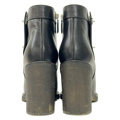 Chanel Short Boots Black Silver CC Logo Leather — view 3
