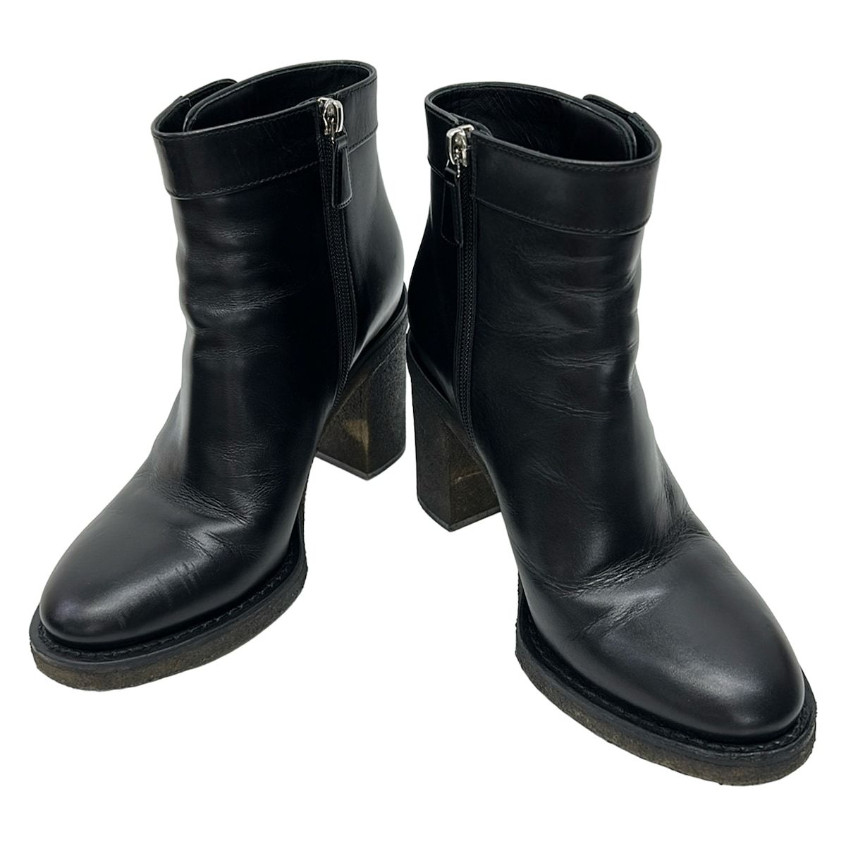 Chanel Short Boots Black Silver CC Logo Leather — view 2