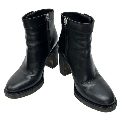 Chanel Short Boots Black Silver CC Logo Leather — view 2