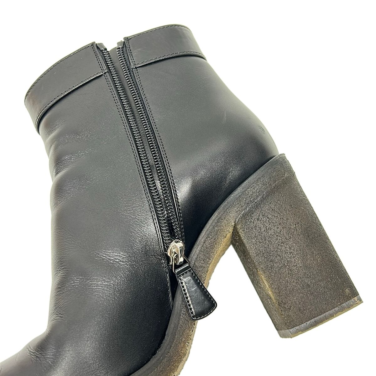 Chanel Short Boots Black Silver CC Logo Leather — view 5