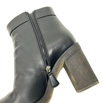 Chanel Short Boots Black Silver CC Logo Leather — view 5