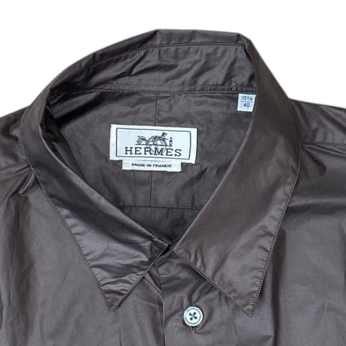 Hermes Shirt Long Sleeve Casual Cotton Brown — view 5