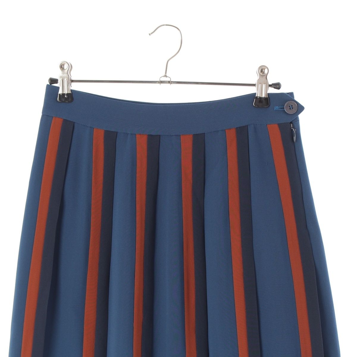 Loro Piana Silk Pleated Long Skirt Navy 36 — view 3