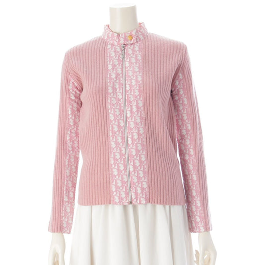 Dior Galliano Era Trotter Cashmere Wool Zip Knit Jacket Long Sleeve Top Pink XXL