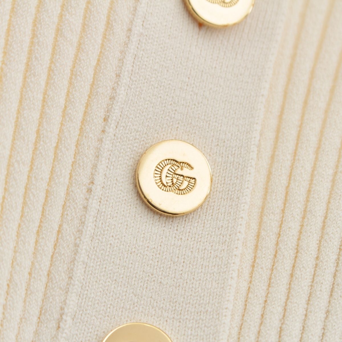 Gucci Viscose GG Button Henley Neck Knit Top Ivory Sweater — view 8