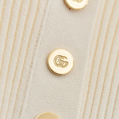 Gucci Viscose GG Button Henley Neck Knit Top Ivory Sweater — view 8