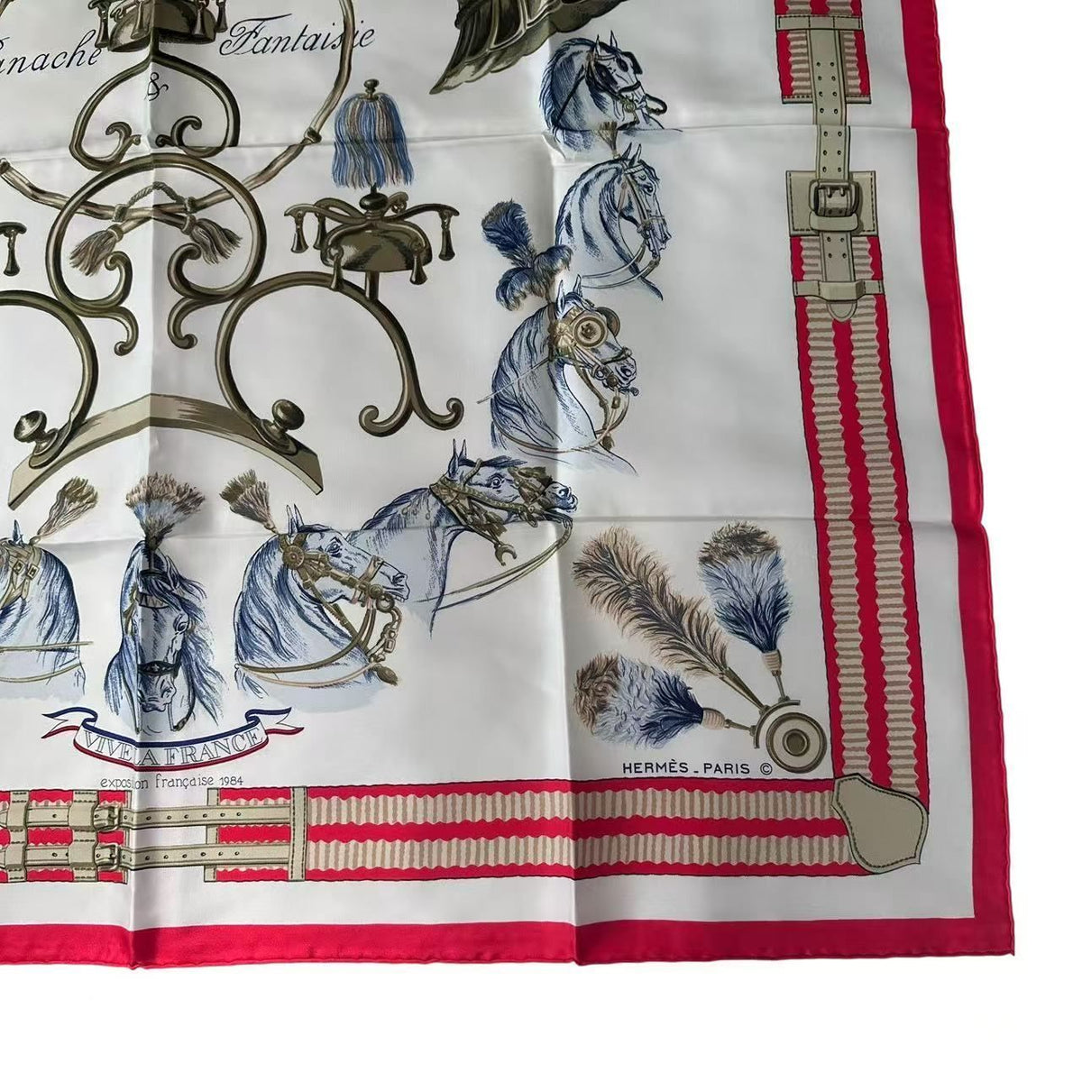 Hermes Carre 90 Scarf Silk Panache and Fantasie Red — view 5