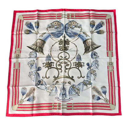 Hermes Carre 90 Scarf Silk Panache and Fantasie Red