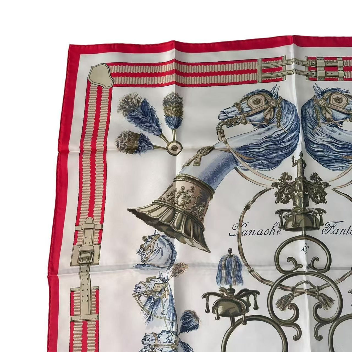 Hermes Carre 90 Scarf Silk Panache and Fantasie Red — view 2