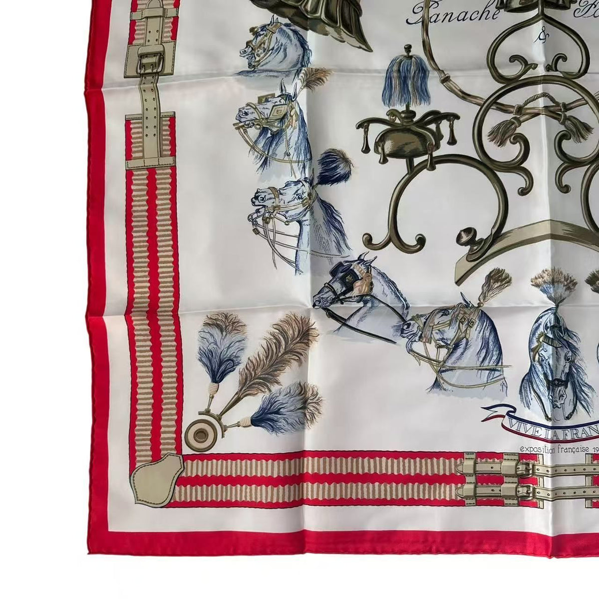 Hermes Carre 90 Scarf Silk Panache and Fantasie Red — view 4
