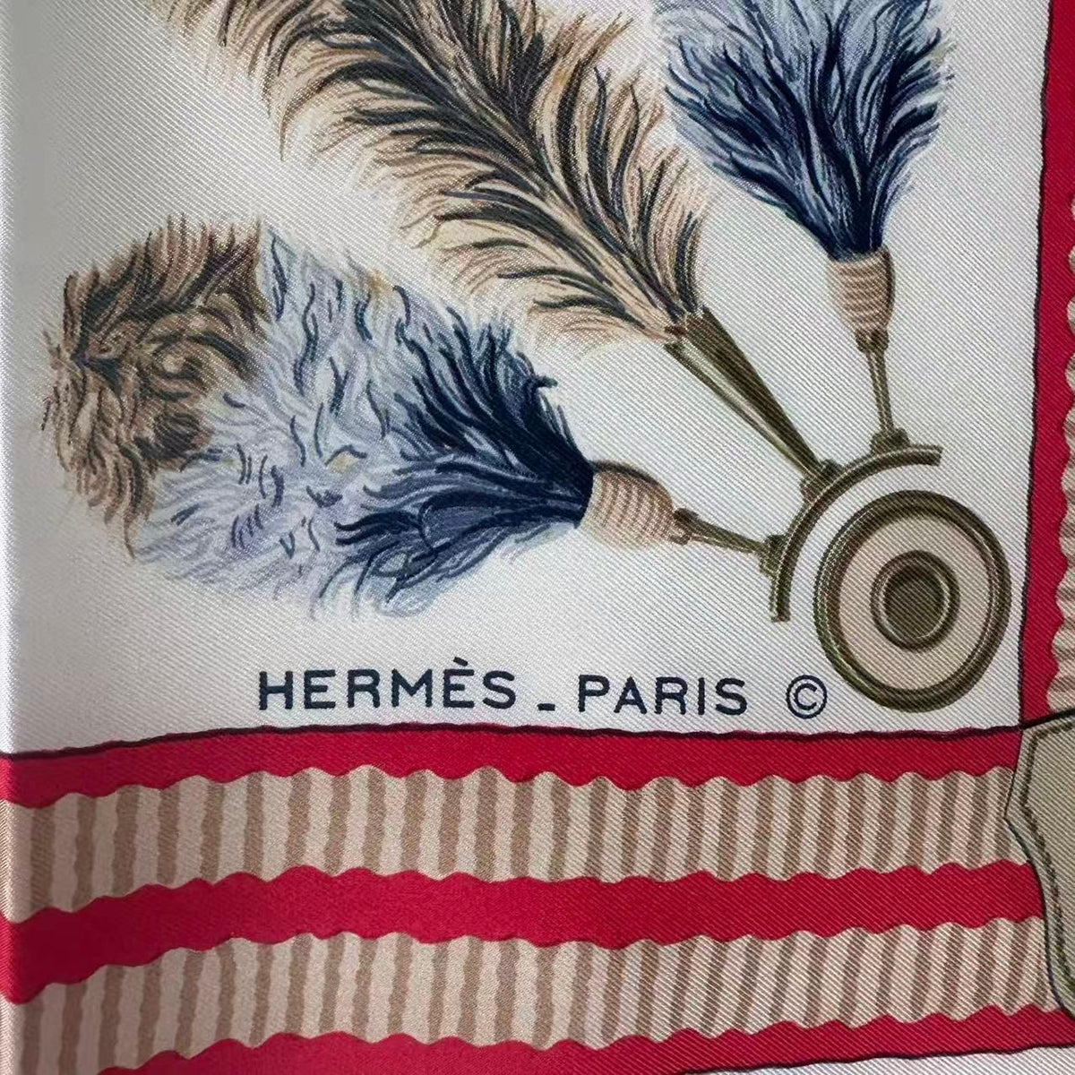 Hermes Carre 90 Scarf Silk Panache and Fantasie Red — view 6