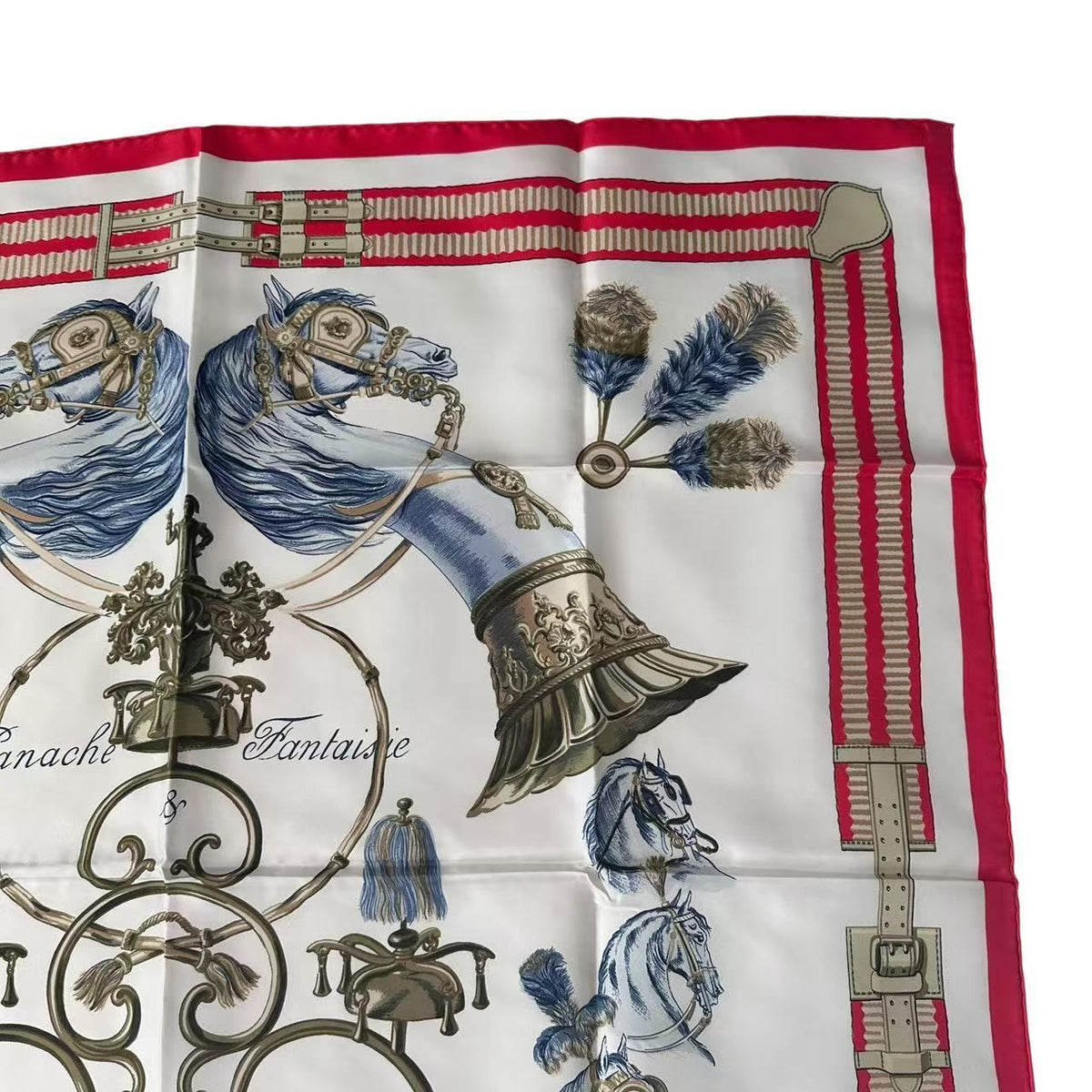 Hermes Carre 90 Scarf Silk Panache and Fantasie Red — view 3