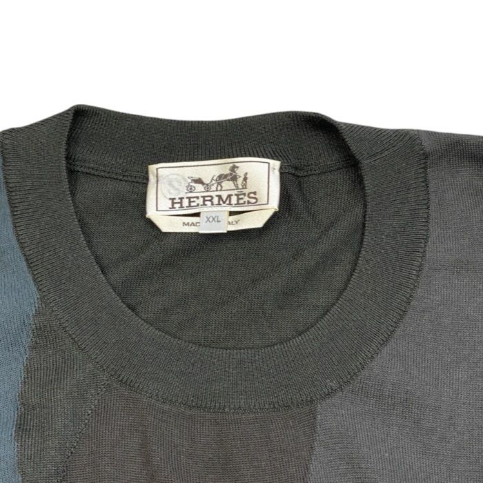 Hermes Long Sleeve Crew Neck Knit Sweater Cashmere Silk Dark Gray — view 5