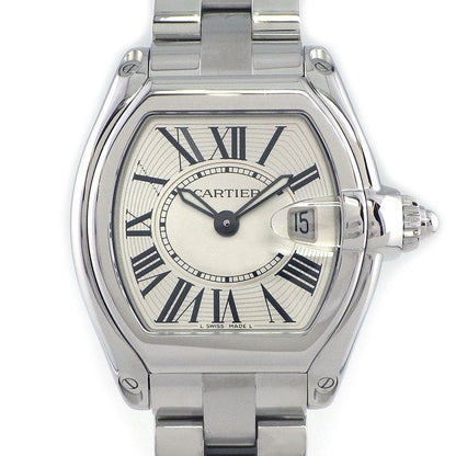 Cartier Watch Roadster SM Tonneau Silver Dial Roman Index Date Luminous Hand SS