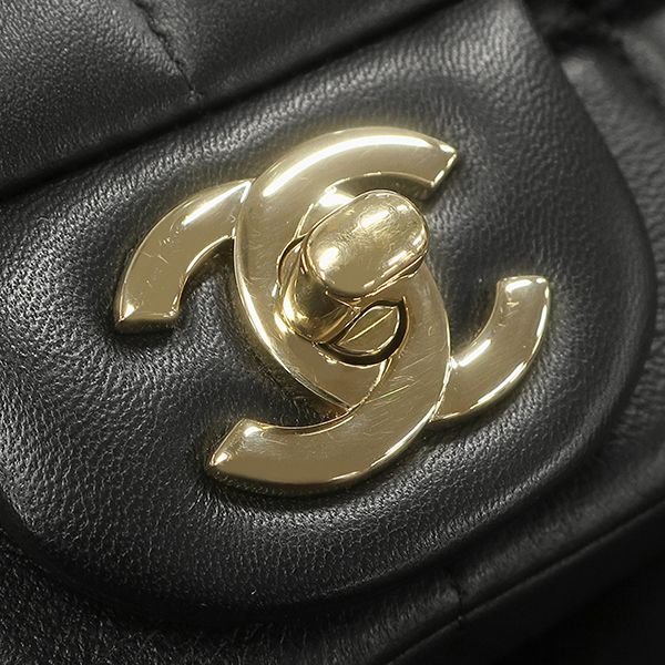 Chanel Shoulder Bag Choco Bar Mini Chain Lambskin Black Gold CC Logo Cube — view 5
