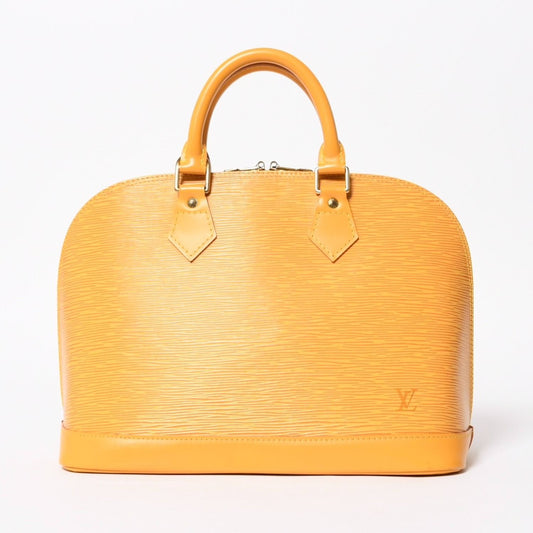 Louis Vuitton Alma Handbag Epi Leather Yellow Silver
